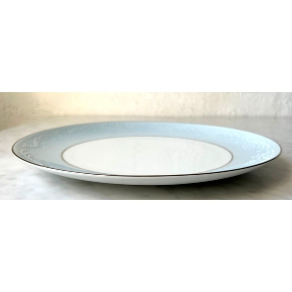 Vintage Noritake China Laureate Japan 5651 Dinner Plate Blue White Floral Silver - Picture 5 of 5